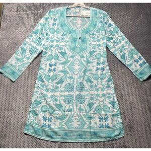 Raj Tunic Cover-Up Floral Printed Top Size Small Swim Cotton Sheer Silky